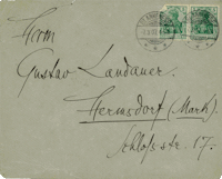 Letter from Richard Dehmel to Gustav Landauer, Hamburg, March 7, 1907 (2 pages), NLI, Gustav Landauer Archive, ARC. Ms. Var. 432 01 25.7.