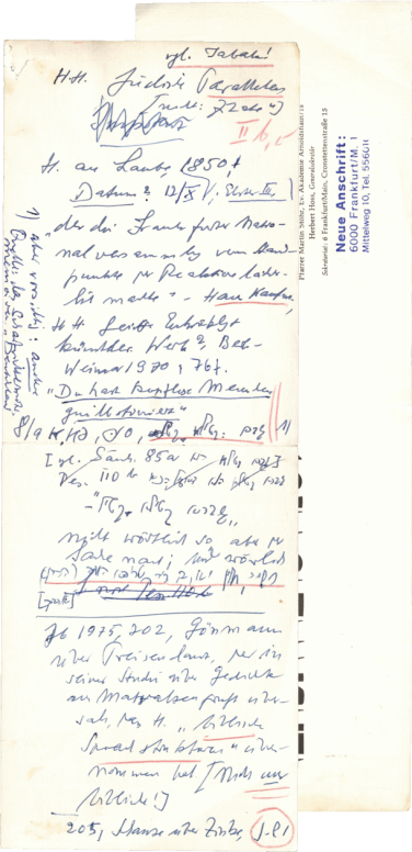 Ernst Simon, Handwritten note on Heine, NLI, Akibah Ernst Simon Archive, ARC. 4* 1751 12 3284.10.