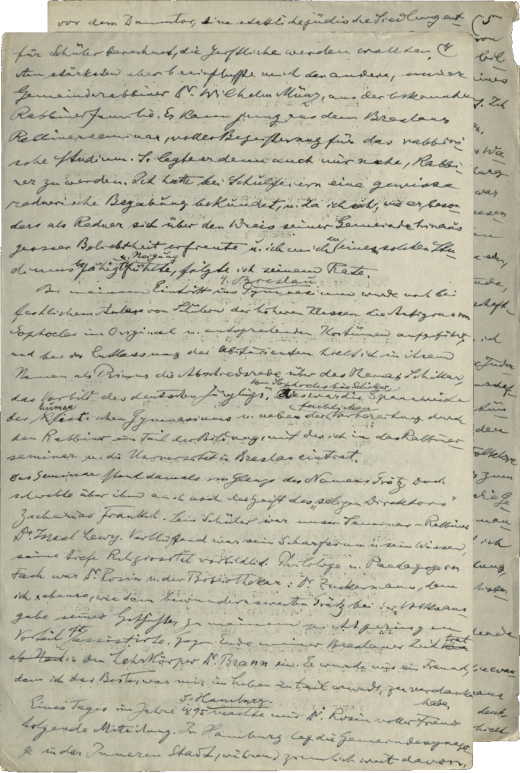 Excerpt from Max Grunwald’s autobiography Achtzig Jahre meines Lebens [“Eighty Years of My Life”], Central Archives for the History of the Jewish People, P97-3 Grunwald, Max - Private Collection.