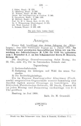 Verzeichnis der Sammlungen der Gesellschaft für jüdische Volkskunde, Hamburg 1900, digitized by IGdJ / The National Library of Israel, 990019908800205171, public domain.