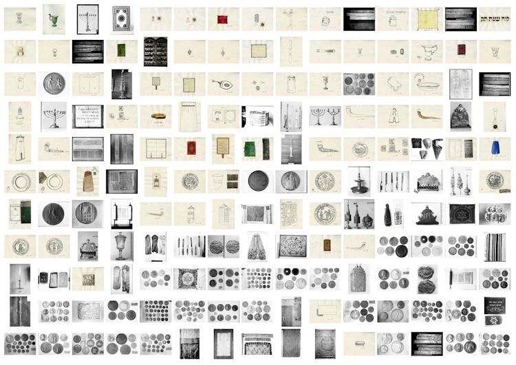 Photos of objects and index cards from the collection Society for Jewish Folklore Hamburg, probably 1929, taken in the Hamburg Museum of Ethnology, photos: MARKK Photographic collection, collection Society for Jewish Folklore.