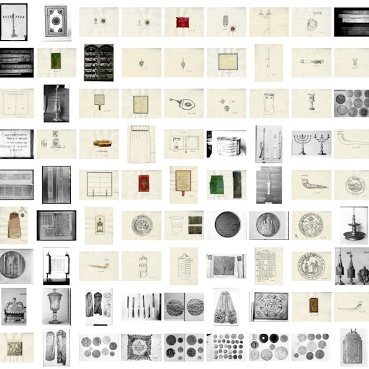 Photos of objects and index cards from the collection Society for Jewish Folklore Hamburg, probably 1929, taken in the Hamburg Museum of Ethnology, photos: MARKK Photographic collection, collection Society for Jewish Folklore.